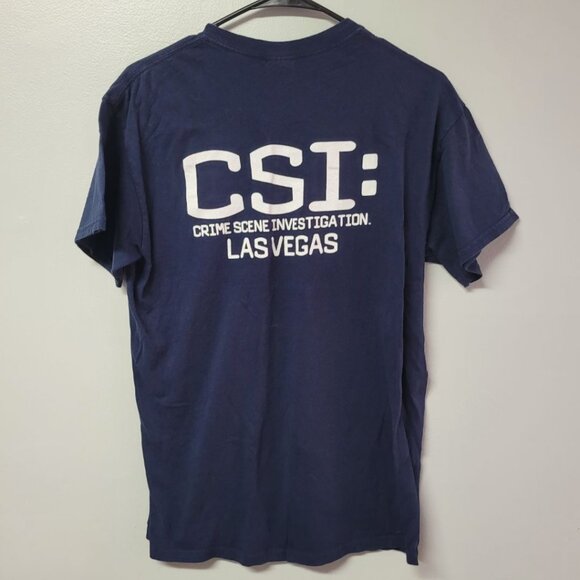 Gildan CSI Tee Shirt Halloween Costume Blue Crime Scene Womens Medium Uniform - Picture 2 of 6